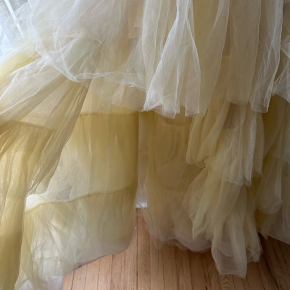 Mac Duggal 20570 Lemon Off-the-Shoulder High-Low Tulle Gown - Picture 6 of 7